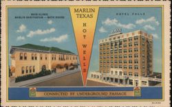 Buie Clinic & Hotel Falls, Marlin, TX Postcard