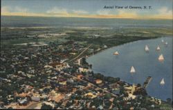 Aerial View of Geneva, NY Postcard