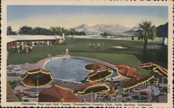 Swimming Pool & Golf Course, Thunderbird Country Club Postcard