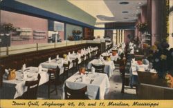 Davis Grill Interior, Meridian, MS Postcard