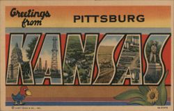 Greetings from Pittsburg, Kansas Large Letter Postcard