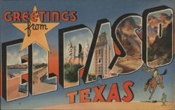Greetings from El Paso, Texas Large Letter View Postcard