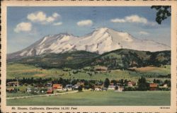 Mt. Shasta, California, Elevation 14,161 Feet Postcard
