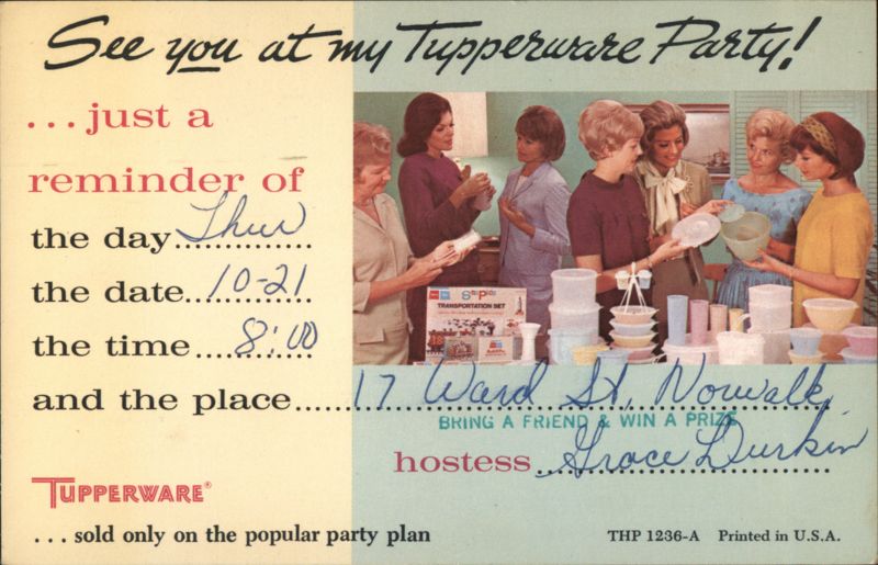 Tupperware Party Invitation, Norwalk, CT Connecticut
