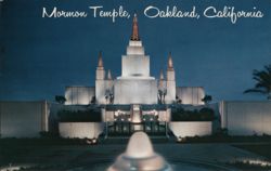 Mormon Temple at Night, Oakland, California Postcard
