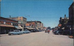 Main Street with 1950s Cars, Dauphin, MB Postcard