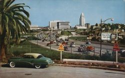 Civic Center from Hollywood Freeway, Los Angeles Postcard