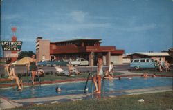 Eastwood Motor Hotel, Pool and Guests Postcard