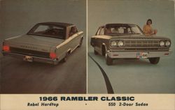 1966 Rambler Classic Rebel Hardtop & 550 2-Door Sedan Postcard