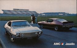 1973 AMC Javelin Cars at Racetrack, Advertisement Postcard