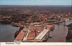 Beaumont, Texas Aerial View of Port and Cityscape Postcard