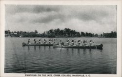 Canoeing on the Lake, Coker College, Hartsville, SC Postcard