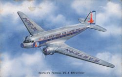 Eastern Air Lines DC-3 Silverliner NC19134 in Flight Postcard