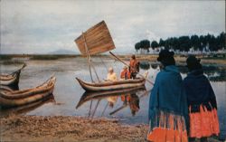 Fishing on Lake Titicaca, Reed Boat Postcard