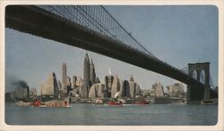 Brooklyn Bridge & Manhattan Skyline, NYC Postcard