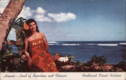 Hawaii - Land of Sunshine and Flowers, Northwest Airlines Postcard