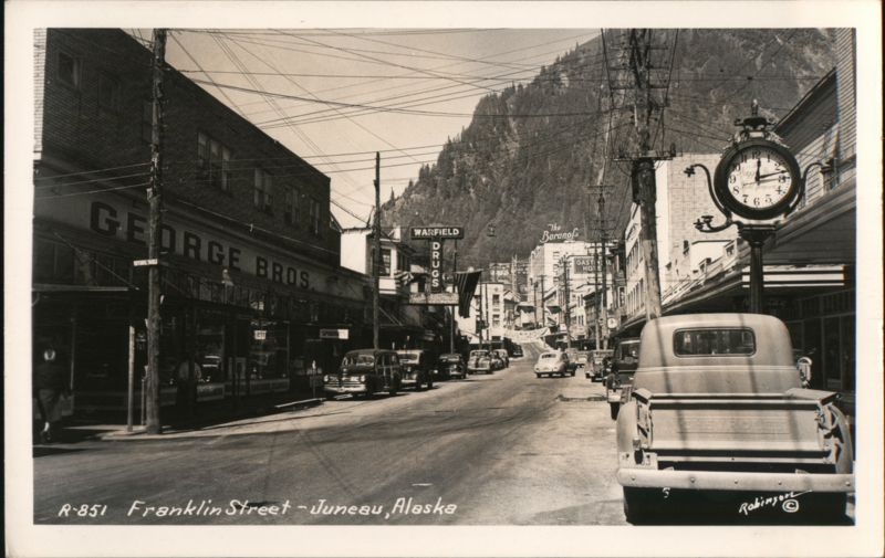 Franklin Street, Juneau, Alaska with Street Clock Robinson
