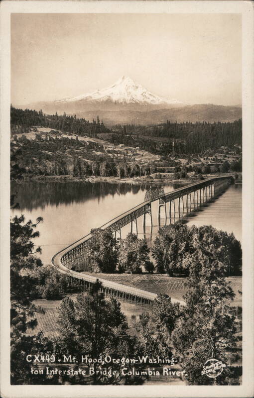 Mt. Hood & Iron Interstate Bridge, Columbia River Mount Hood Oregon