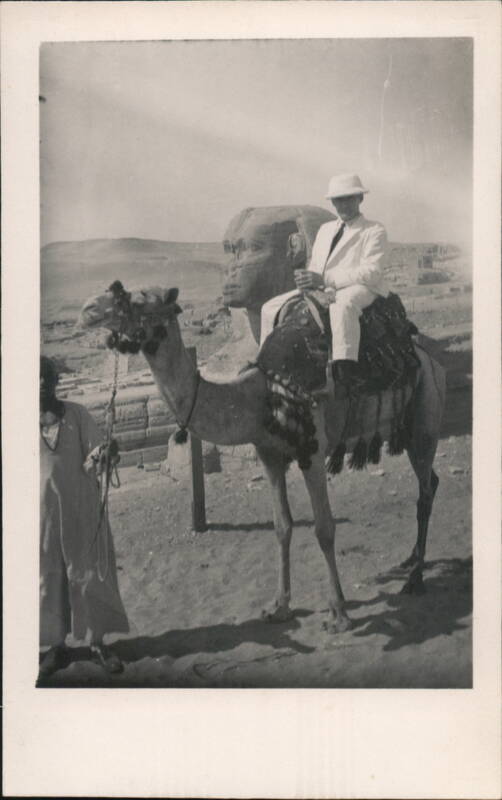 Man Riding Camel, Sphinx in Background Egypt Camels