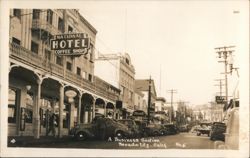 National Hotel, Business Section, Nevada City, CA Postcard