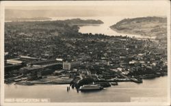 Aerial View of Bremerton, WA Waterfront and Ferry Postcard