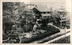 Confucius and Sacred Ox, Japanese Gardens, Hollywood Postcard