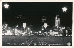 Santa Claus Lane at Night, Hollywood Blvd. Postcard