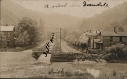 View in Irondale, OH - Creek and Wooden Log Bridge Postcard