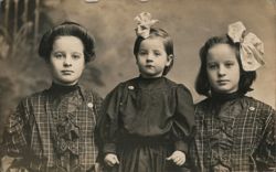 Three Young Girls, Studio Portrait Postcard
