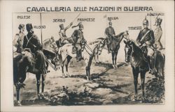 Cavalry of Nations at War, WWI Military Postcard