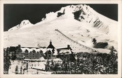 Timberline Lodge and Mt Hood, Mile Long Ski Lift Postcard