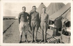 Three Soldiers at Camp Kearney Postcard