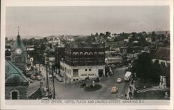 Post Office, Hotel Plaza and Church Street, Nanaimo, BC Postcard