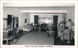 U.S.O. Fuller Home, Hawaii - Servicemen Relaxing Postcard
