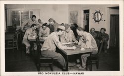 USO Mokuleia Club, Hawaii: Soldiers Playing Board Game Postcard
