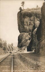 Columbia Highway, OR, Tunnel and Railroad Tracks Postcard