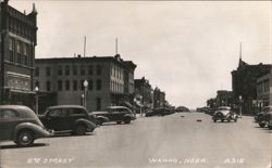 5th Street, Wahoo, NE - View with 1930s Automobiles Postcard