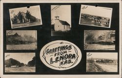 Greetings from Lenora, KS: Multi-View of Local Landmarks Postcard