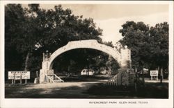 Rivercrest Park Entrance, Glen Rose, TX Postcard