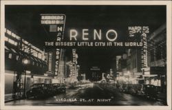 Reno, The Biggest Little City, Virginia St. at Night Postcard