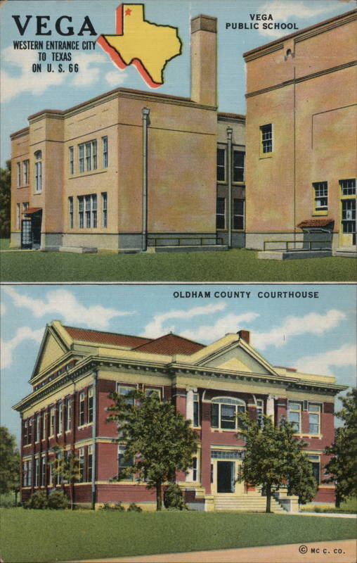 Oldham County Courthouse Vega, TX Postcard