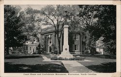 Courthouse and Confederate Monument in Warrenton Postcard
