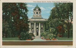 Courthouse Square Facing Union Street Brunswick, GA Postcard Postcard Postcard