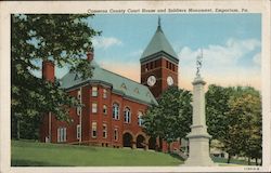 Cameron County Courthouse and Soldiers Monument Postcard