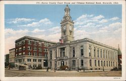 Huron County Courthouse and Citizens National Bank Norwalk, OH Postcard Postcard Postcard