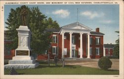 Albemarle County Courthouse and Monument of Civil War Veterans Charlottesville, VA Postcard Postcard Postcard