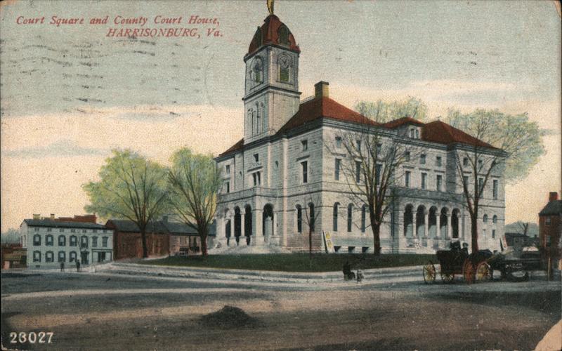Court Square and County Courthouse, HARRISONBURG, Va. Virginia