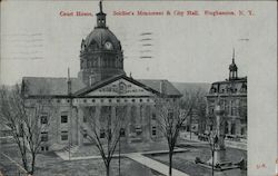 Courthouse, Soldier's Monument & City Hall Postcard