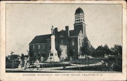 Soldiers Monument and Courthouse Postcard