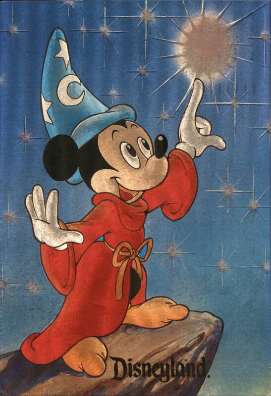 Vintage Disneyland Postcard: Mickey Mouse as Sorcerer's Apprentice Anaheim California